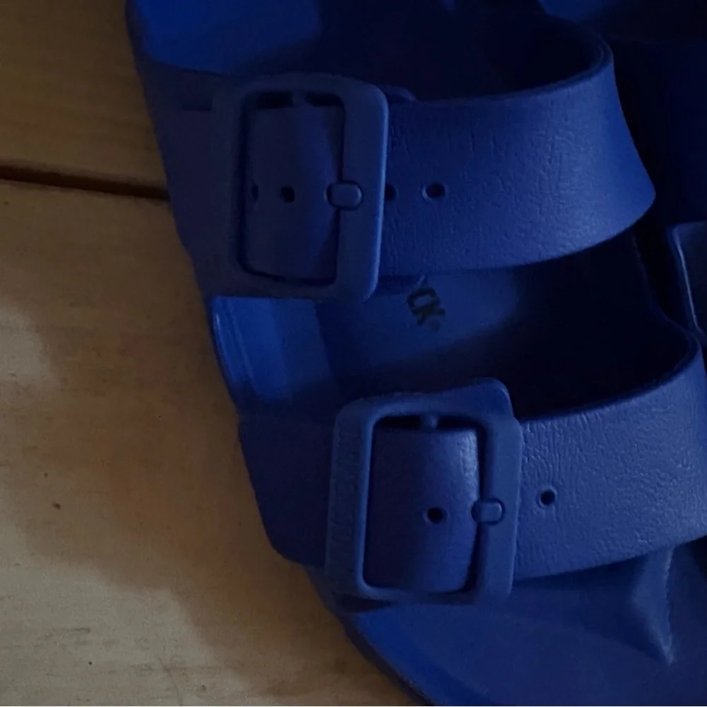 BIRKENSTOCK ESSENTIALS EVA SANDAL Blue Double Strap Size 38, Women’s 7, Men’s 5 - Picture 10 of 11